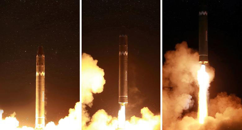 북한 탄도미사일 화성15 발사장면 북한 대륙간 탄도미사일 화성15 발사 영상 및 평양시민 모습